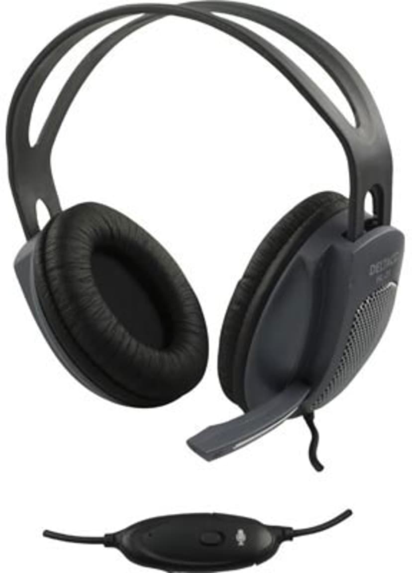 Deltaco Headset Hl-29 Med Utfällbar Mikrofon Och Volymkontroll