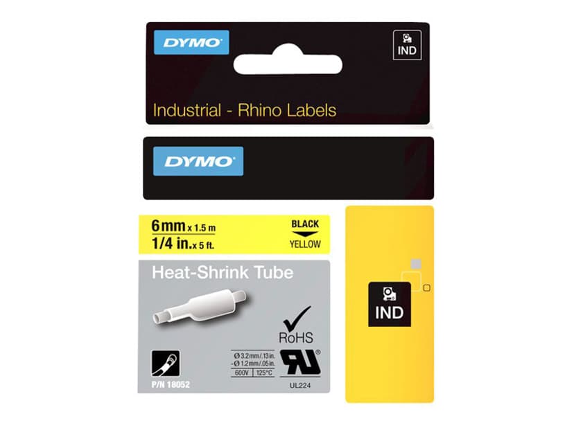 Dymo Tape RhinoPRO Krympeslange 6mm Svart/Gul