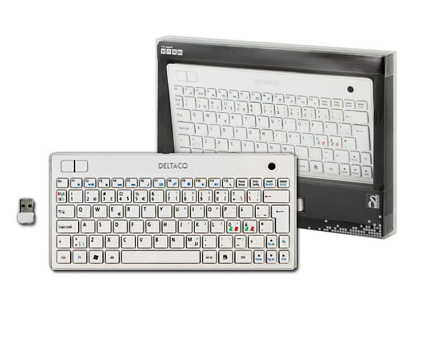 Deltaco Wireless Slim Keyboard With Trackball White USB