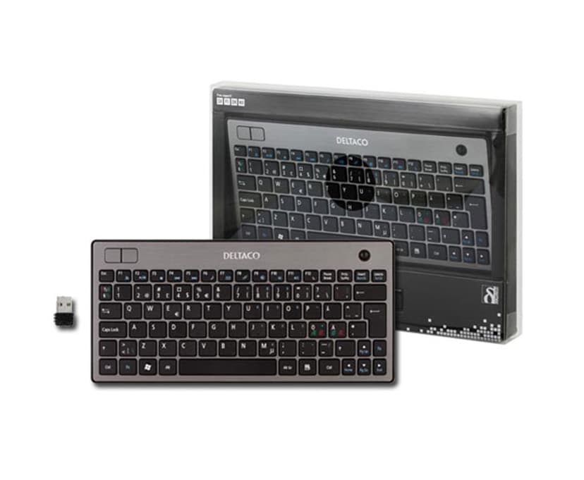 Deltaco Wireless Slim Keyboard With Trackball Black USB