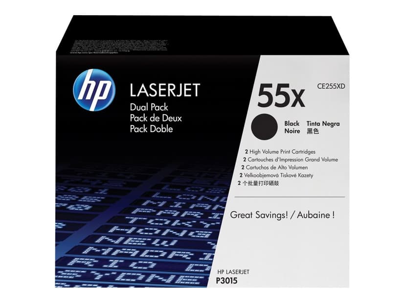 HP Toner Zwart 55X 12.5K - CE255XD 2-Pack