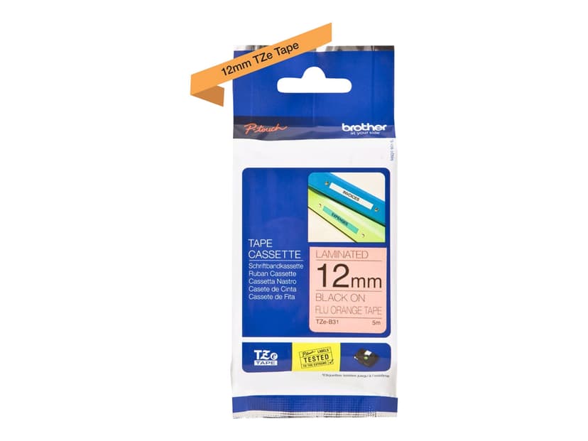 Brother Tape 12mm TZe-B31 Svart/Neon Orange