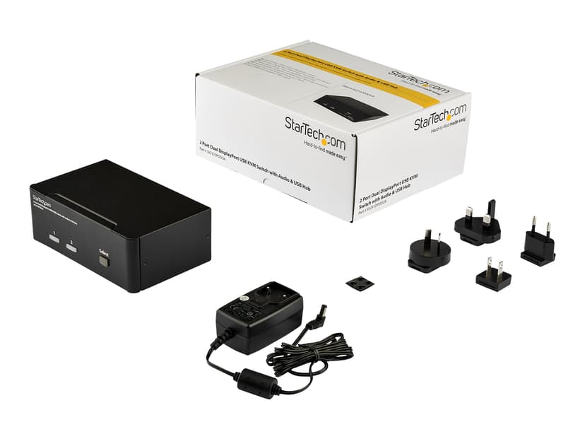 Startech 2 Port Dual DisplayPort USB KVM Switch w/ Audio & USB Hub