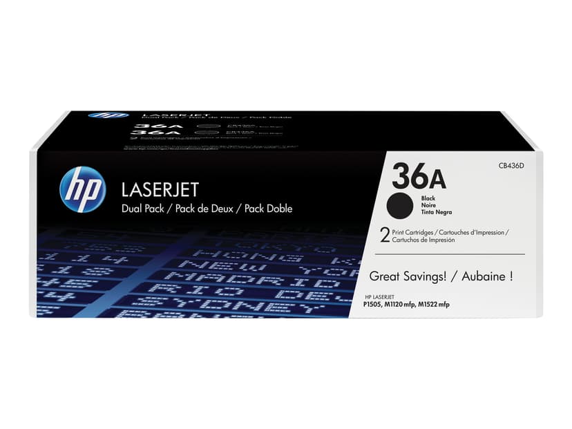 HP Toner Sort 36A 2K - CB436AD 2-Pack