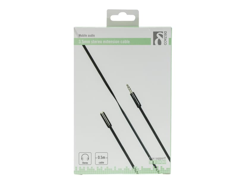 Deltaco AUDIO 3.5MM FEMALE - 3.5MM MALE 4-PIN 0.5m 3,5mm 3,5mm