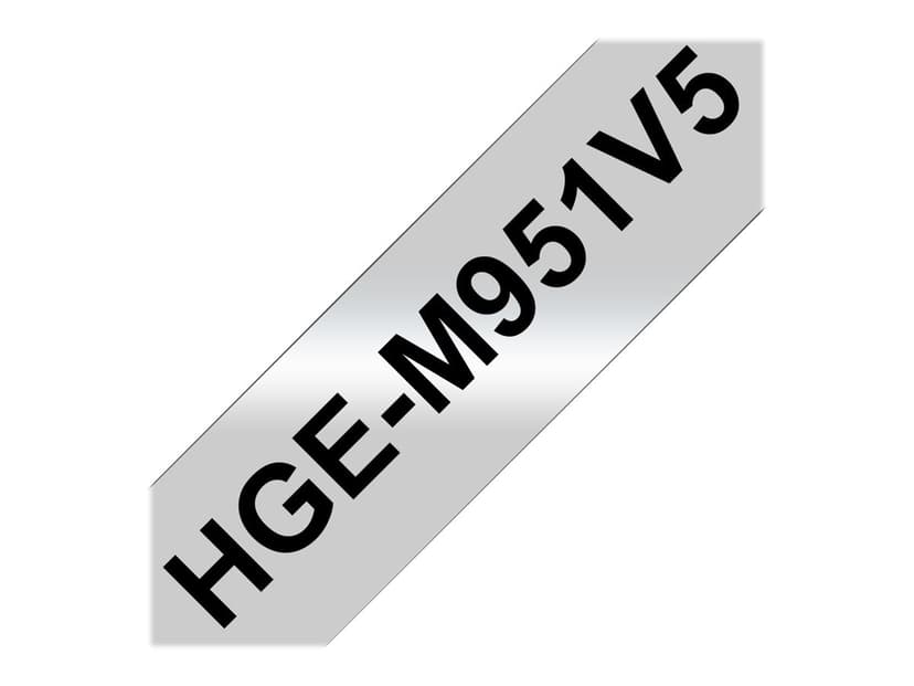 Brother Tape 24mm HGe-M951v5 Svart/Silver 5-Pack