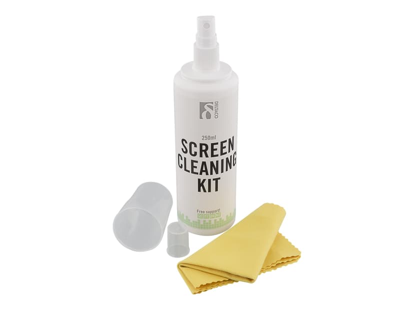 Deltaco Rengöring Kit Display, Micro Fiber Servett,  250ml