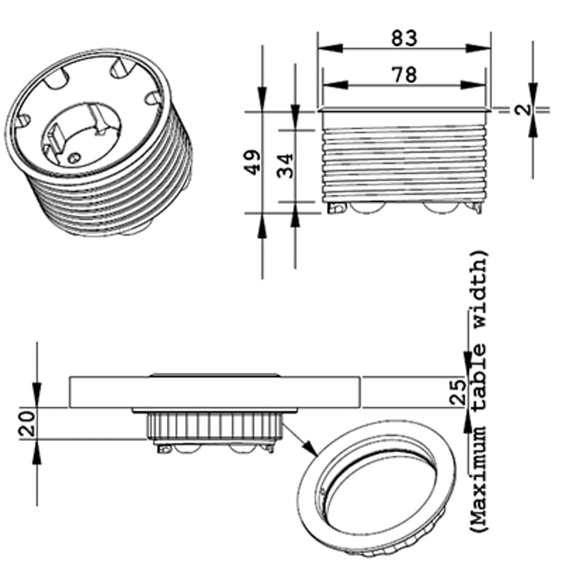 Forming Function Powerdot 1 Power & 4 x Cable-Troughs