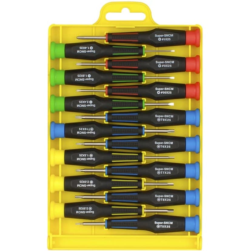 Sprotek Precisionsmejselsats 15 Mejslar Spår/Torx/Hex Svart