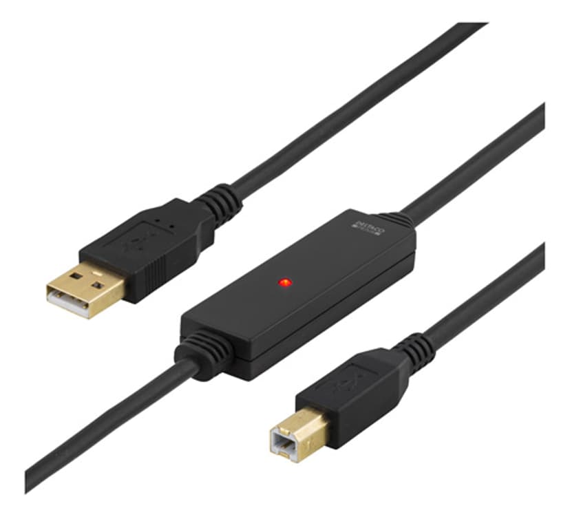 Deltaco Prime USB-Ex10m 10m USB A USB B Svart