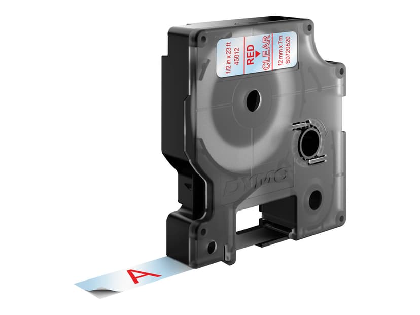 Dymo Tape D1 12mm Röd/Transparent