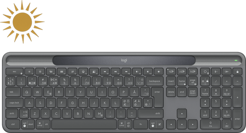Logitech Signature K980 Solar+ For Business Langaton Pohjoismainen