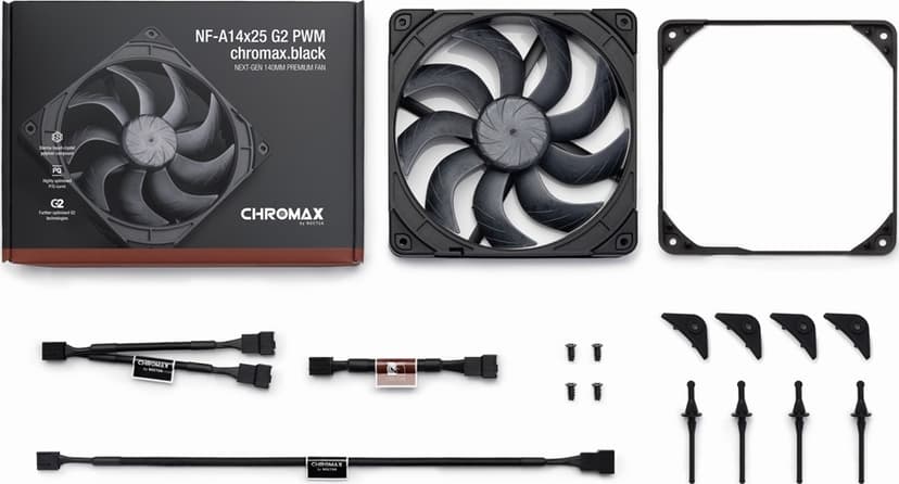 Noctua NF-A14X25 G2 PWM 140MM Chromax Ventilator Sort