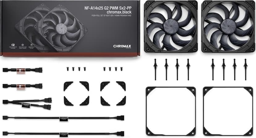 Noctua NF-A14X25 G2 PWM 140MM Chromax 2P Ventilator Sort