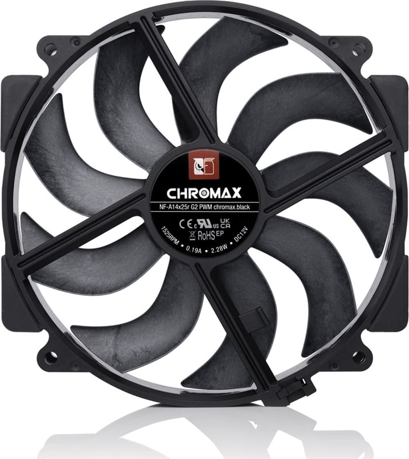 Noctua NF-A14X25R G2 PWM 140MM Chromax Vifte Svart