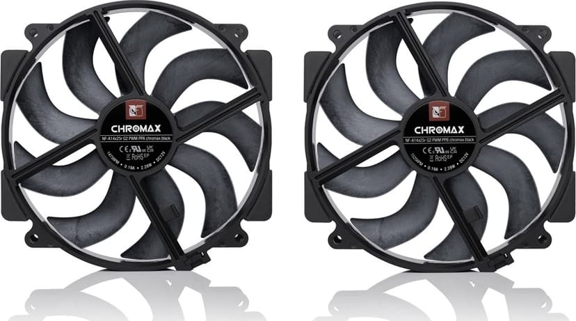 Noctua NF-A14X25R G2 PWM 140MM Chromax 2P Fläkt Svart