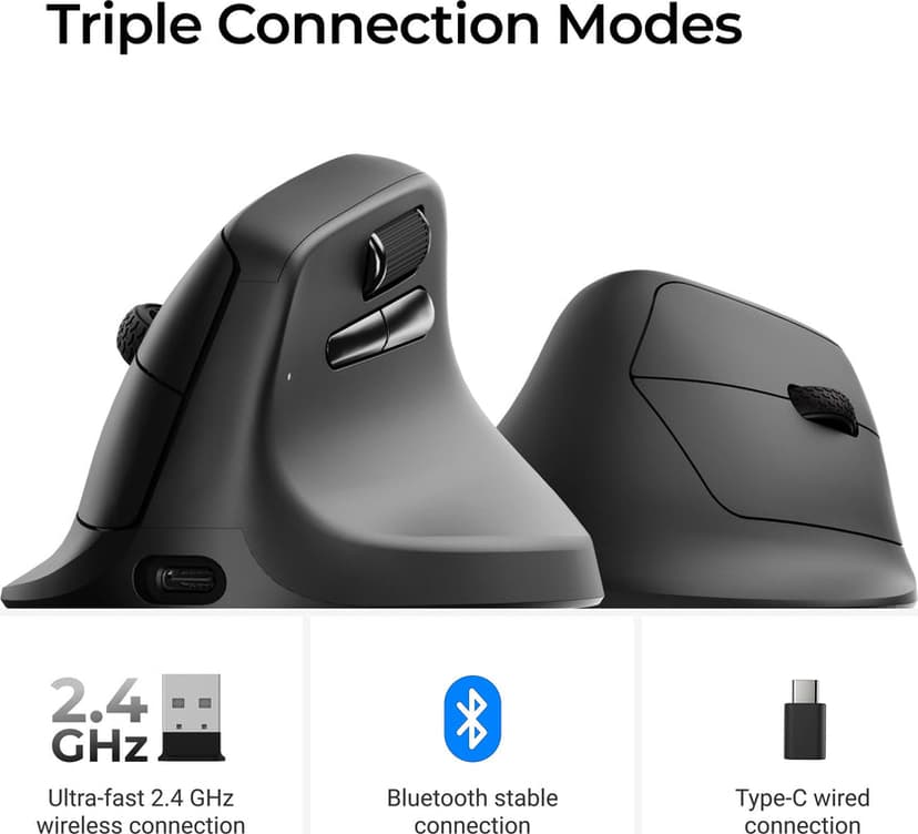 Keychron M5 8K RF Wireless + Bluetooth + USB-C Hiiri Musta