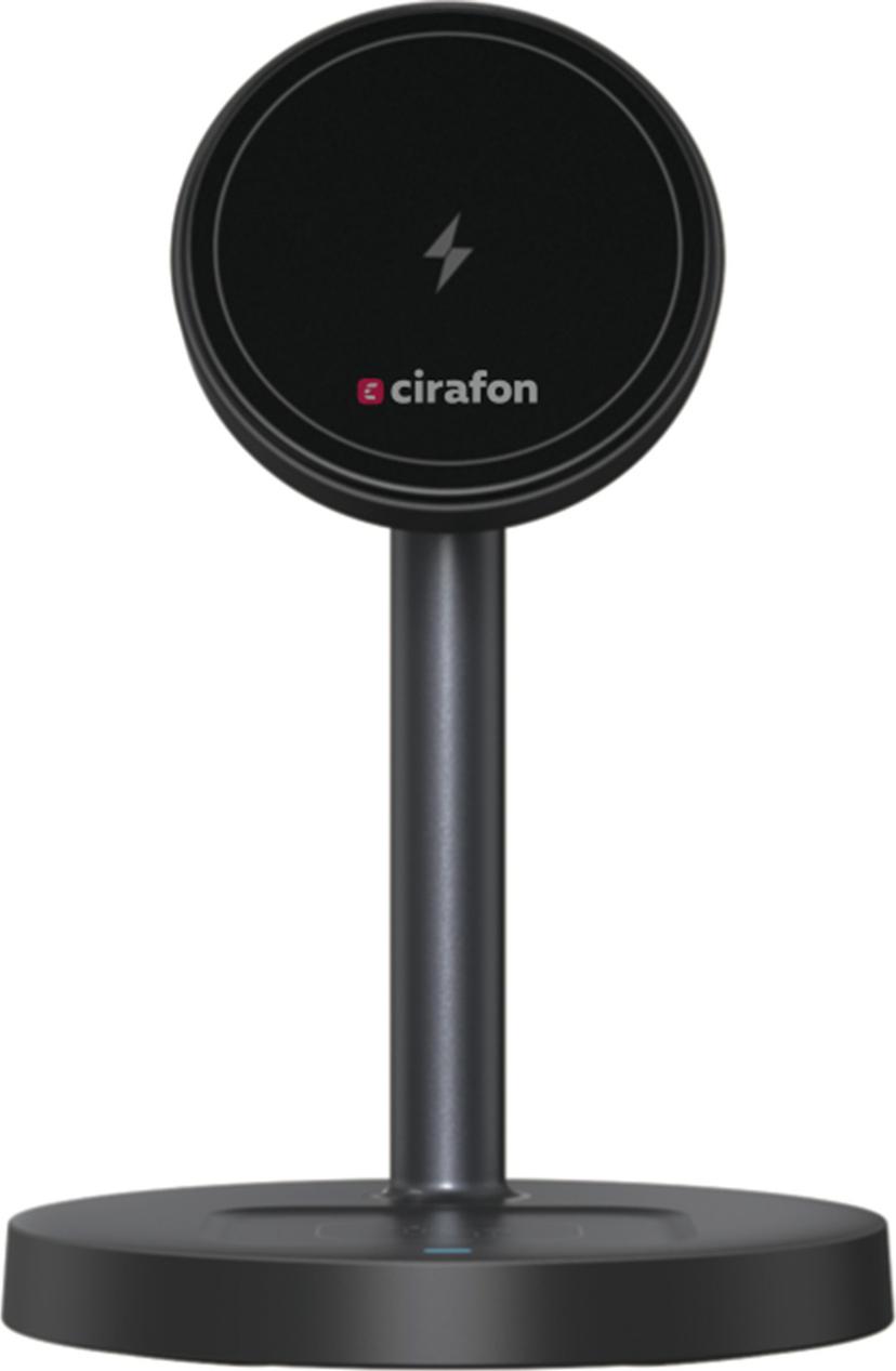 Cirafon Qi2 Trådlös Laddare 15W Med Magnetiskt Stativ Svart