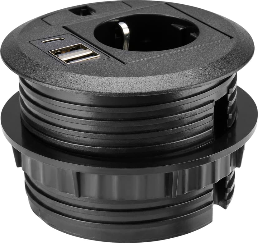 Prokord Inbouw Bureau Stopcontact met USB-A, USB-C en Kabeldoorvoer