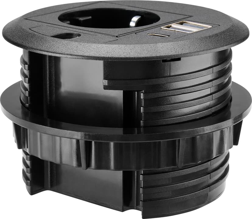 Prokord Inbouw Bureau Stopcontact met USB-A, USB-C en Kabeldoorvoer