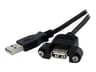 Startech Panel Mount USB Cable A to A 0.3m USB-A USB-A Svart
