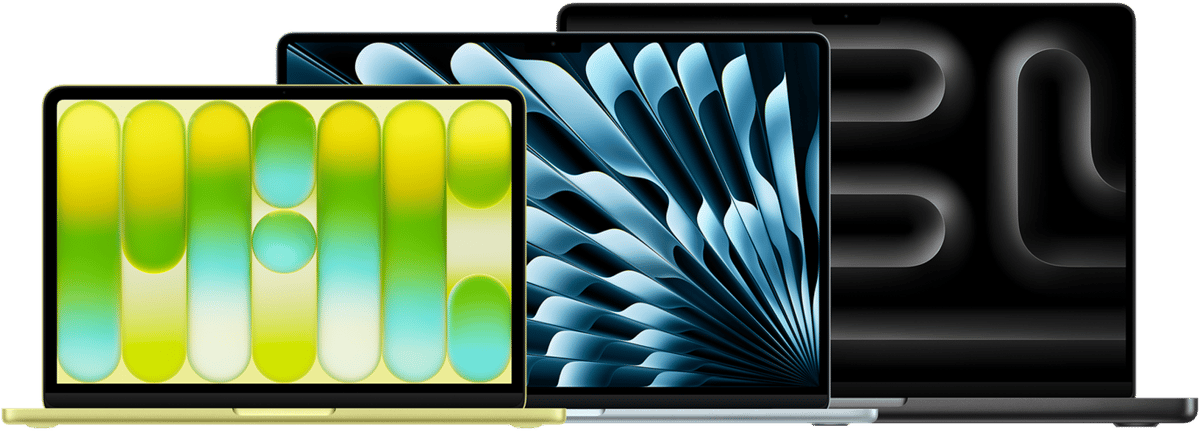macbook family, laptops lined up