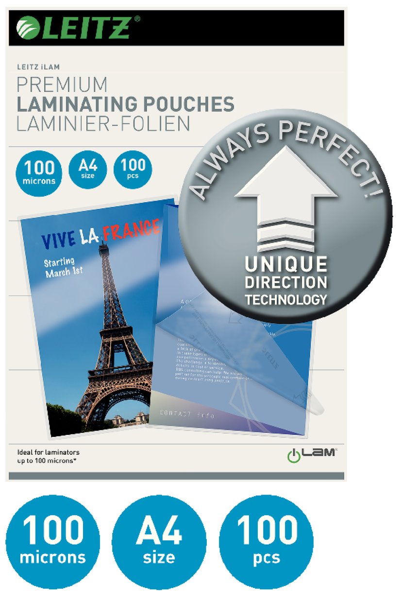 Leitz Lamineringslommer 100mic A4 UDT 100stk | Dustin.no