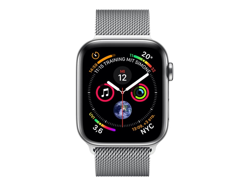 Apple Watch Series 4 GPS + Cellular, 44mm Stainless Steel Case with Milanese Loop | Dustin.dk