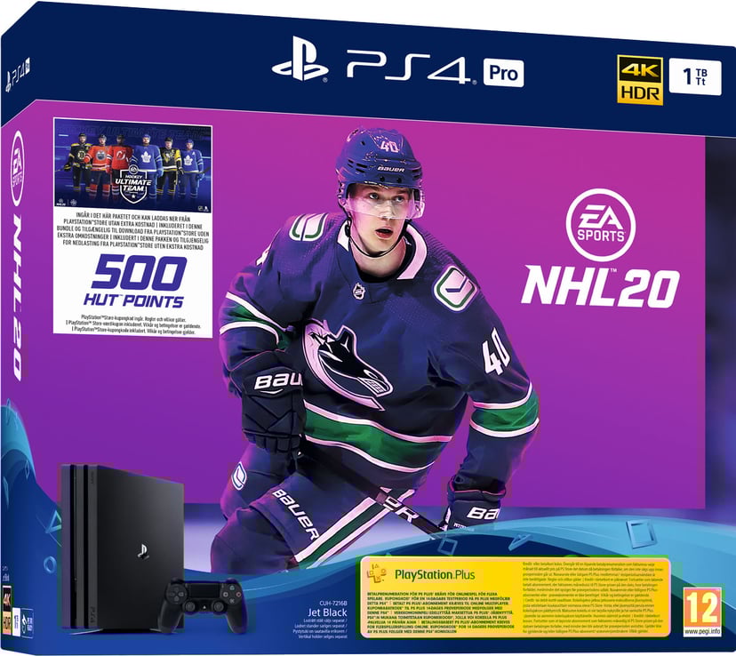 Sony Playstation 4 Pro NHL 20 Bundle 1,000GB Svart Dustinhome.se