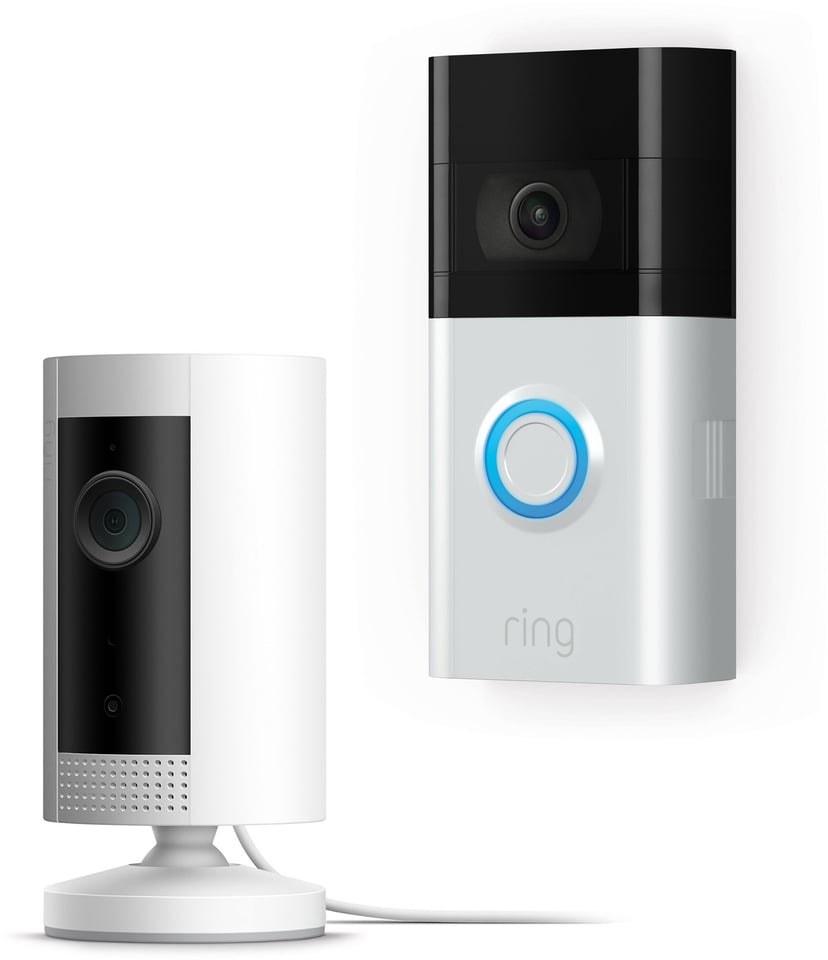 Ring Video Doorbell 3 + Ring Indoor Cam White Dustinhome.se