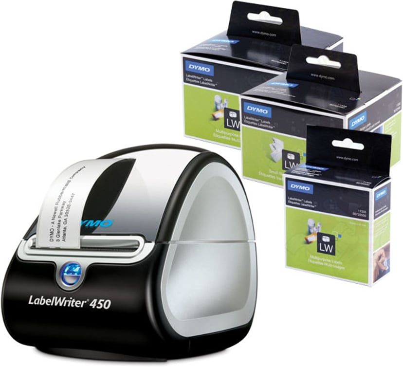 Dymo LabelWriter 450 + 3 etikettrullar | Dustin.se