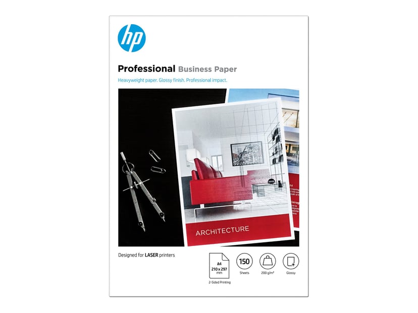HP Papper Professional Glossy A4 200g Laserjet 150 Ark Dustin.se