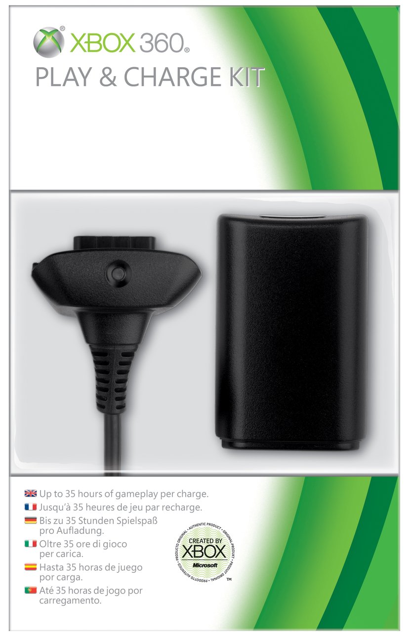 Microsoft Xbox 360 Play and Charge Kit batteri og opplader Dustin.no