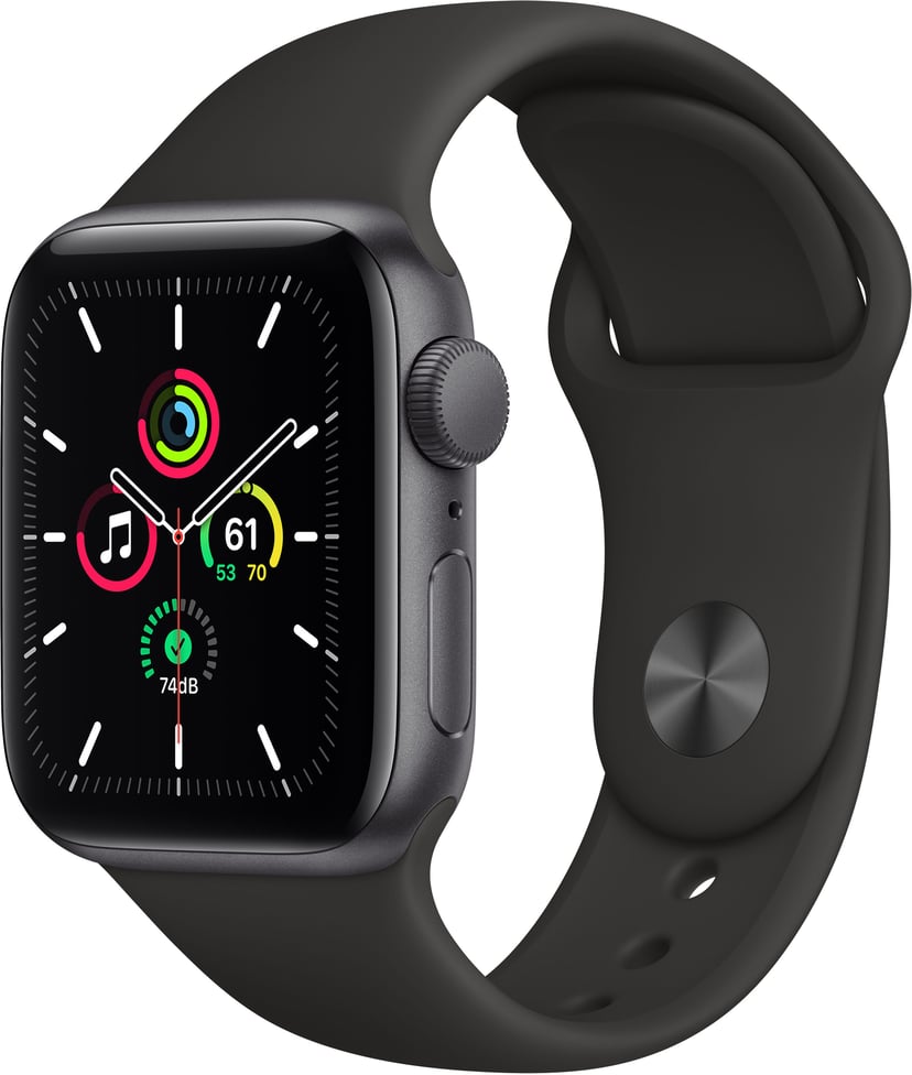 apple watch se gps space grey aluminium case with black sport band