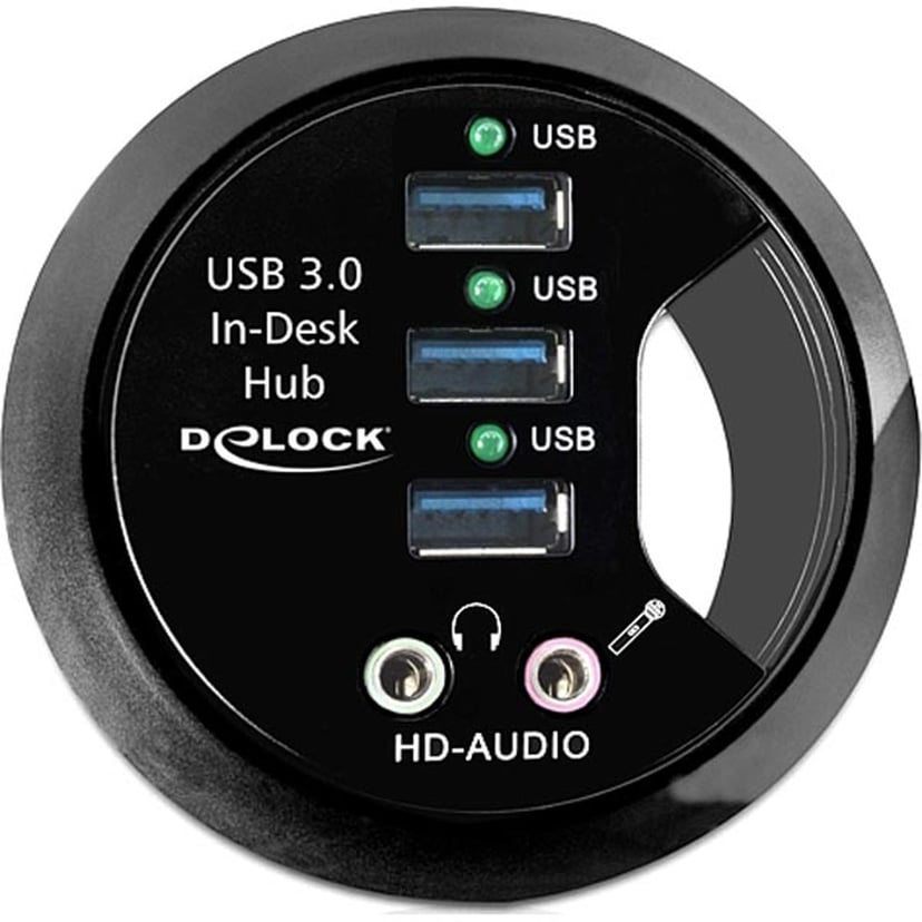 Delock InDesk Hub 3 Port USB 3.0 + HDAudio Ports USB Hubb Dustin.se