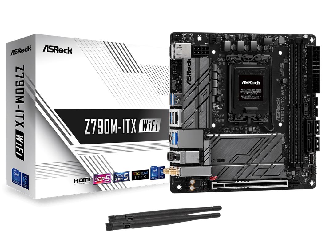 ASRock Z790M-ITX WIFI Hovedkort - Intel Z790 - Intel LGA1700 socket - DDR5 RAM - Mini-ITX
