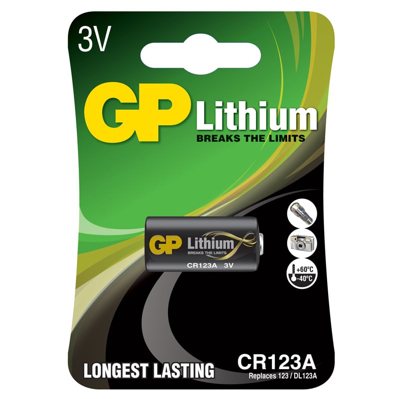 GP Batteries Lithium CR123A, Engangsbatteri, CR123A, Lithium, 3 V, 1 stykker, Sort