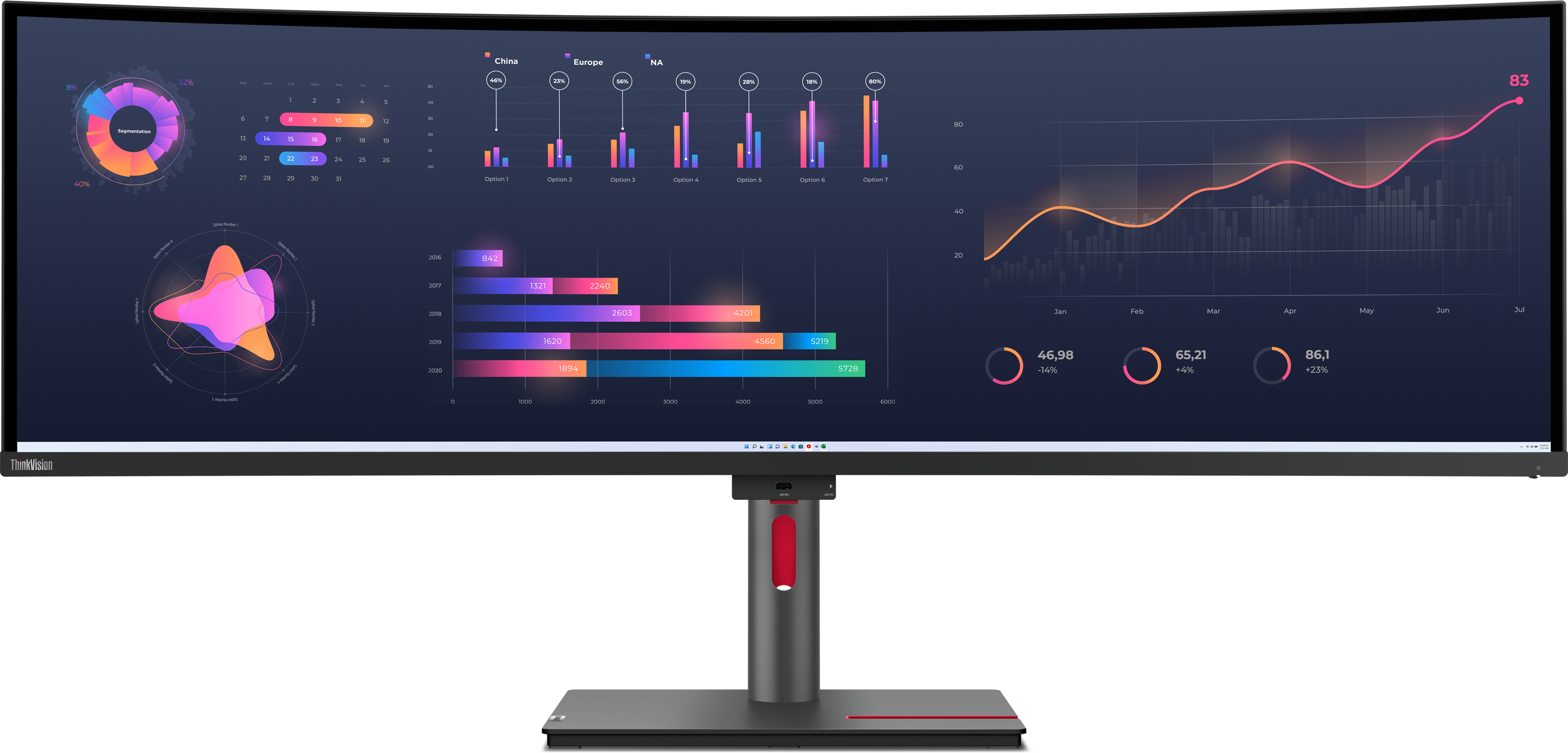 Lenovo Thinkvision P49w-30 Curved 49" 5120 X 1440pixels Ips 32:9 60hz