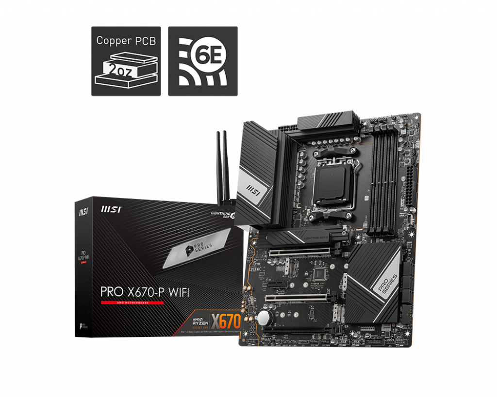 MSI PRO X670-P WIFI Hovedkort - AMD X670 - AMD AM5 socket - DDR5 RAM - ATX