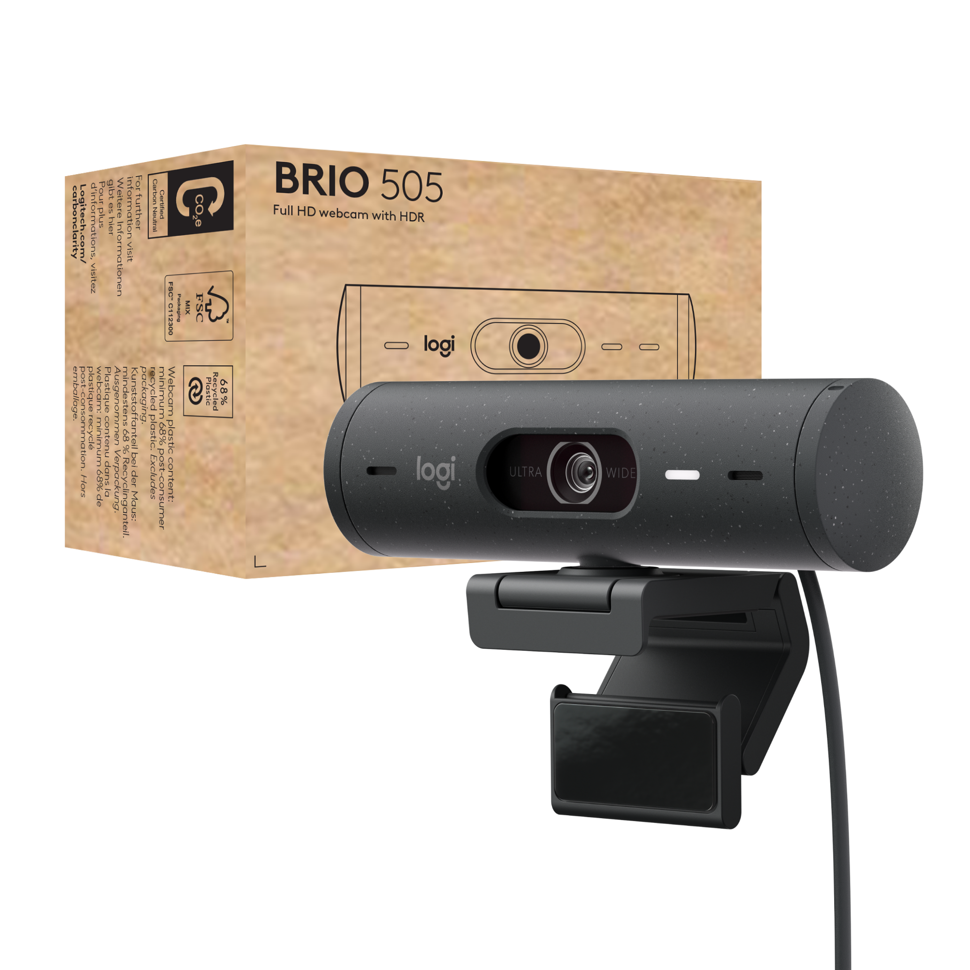 Logitech Brio 505 Webkamera 4 Mp 1920 X 1080 Piksler Usb Sort