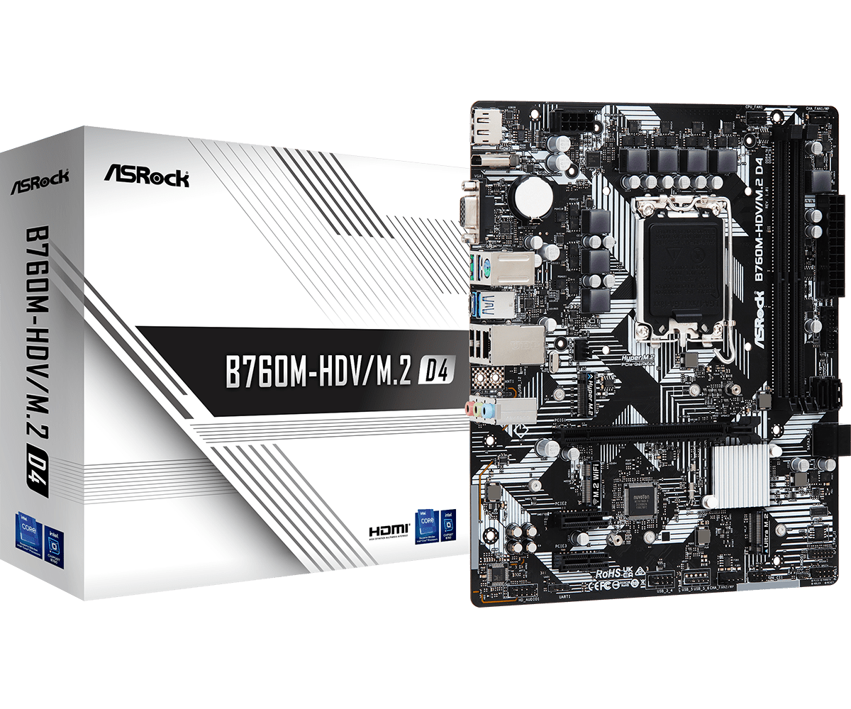 Asrock B760m-hdv/m.2 D4 Intel B760 Lga 1700 Micro Atx Lga 1700 Micro Atx Hovedkort