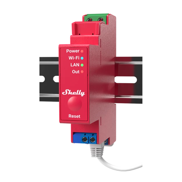 Shelly Pro 1PM - Profesjonell DIN-skinne relébryter med strømmåling - Wi-Fi, LAN og Bluetooth-tilkobling
