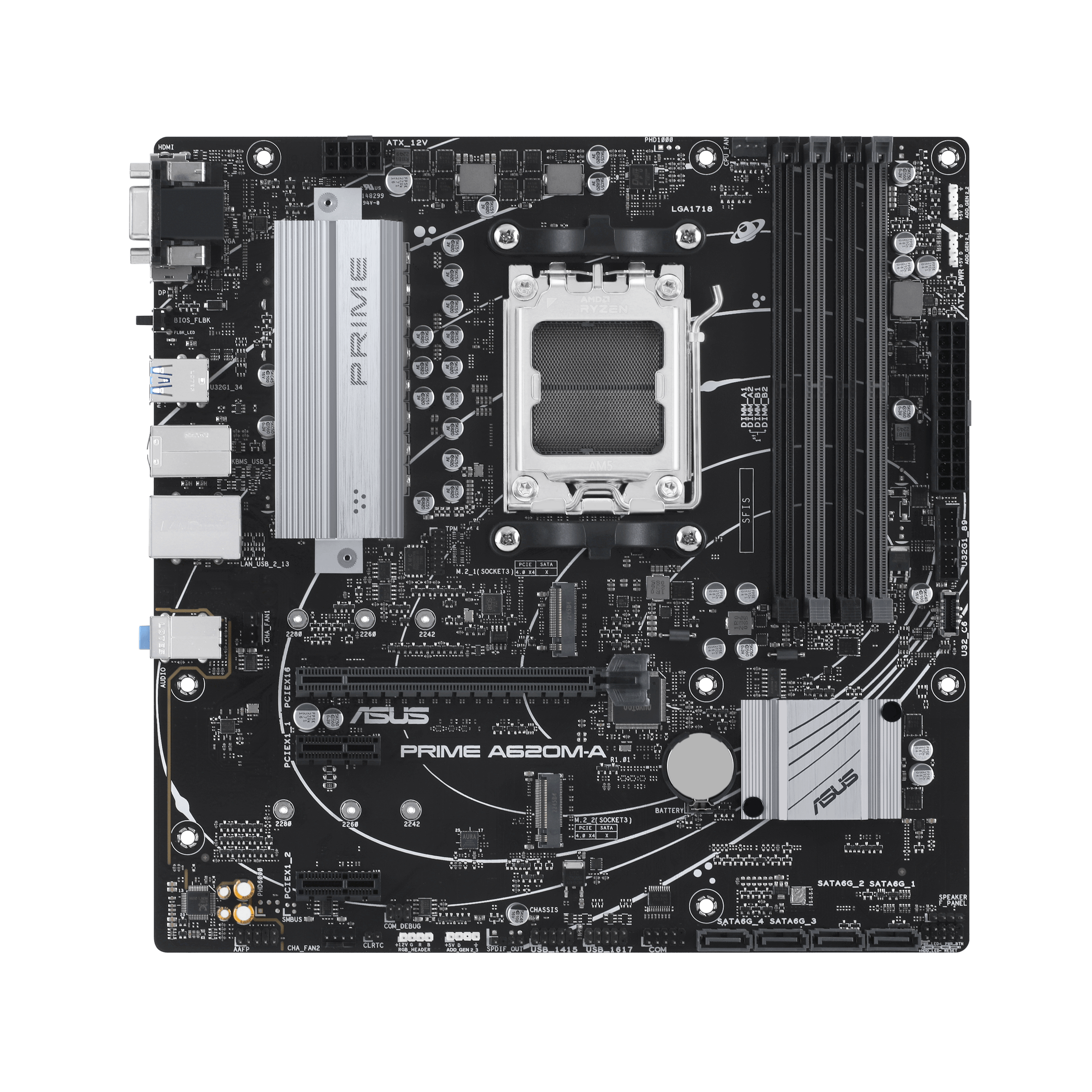 ASUS PRIME A620M-A-CSM Hovedkort - AMD A620 - AMD AM5 socket - DDR5 RAM - Micro-ATX