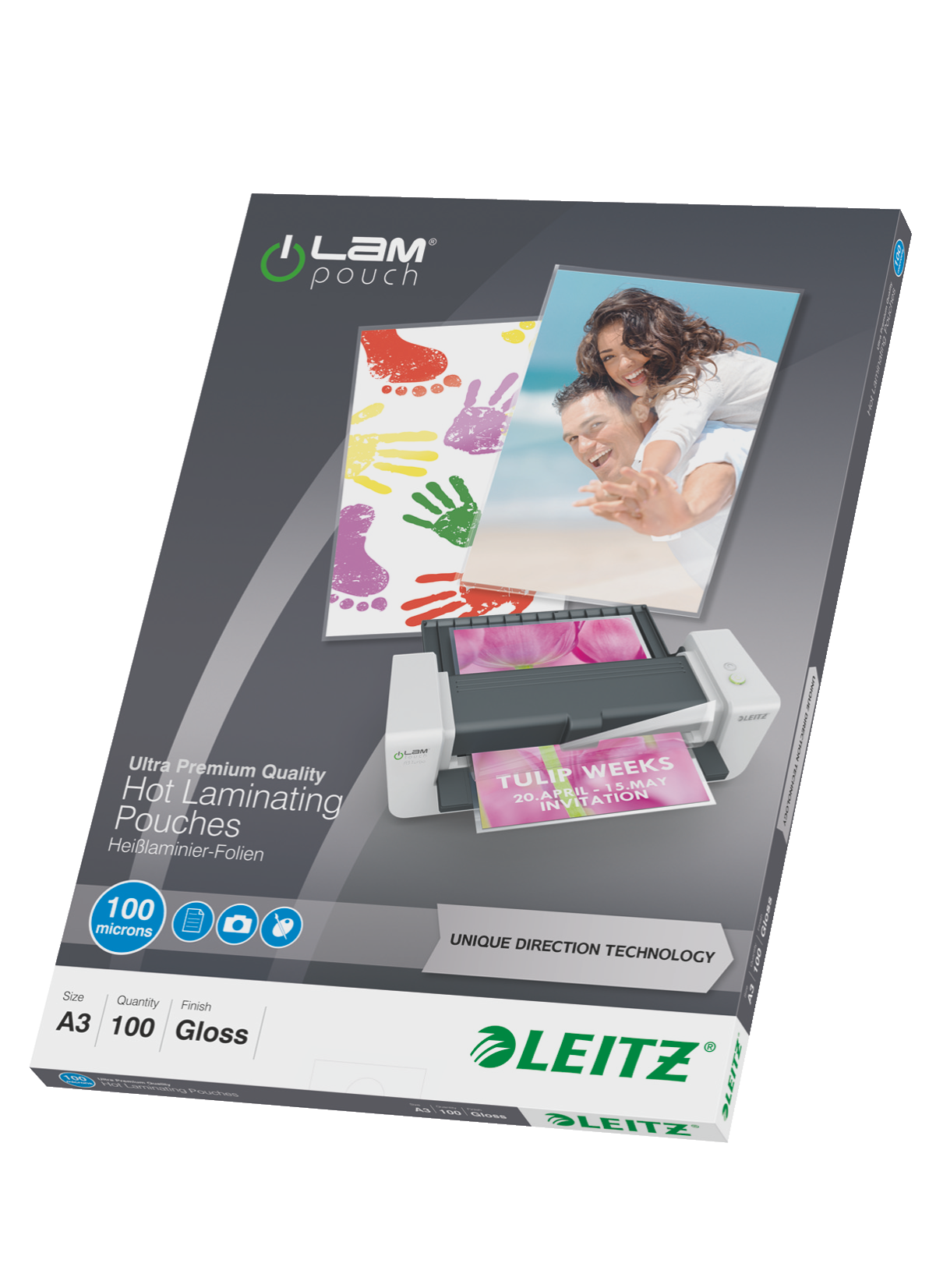 Leitz - Glanset, krystallklar - A3 (297 x 420 mm) lamineringspunger