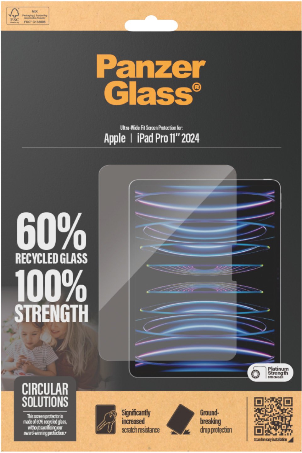 PanzerGlass - Skjermbeskyttelse for nettbrett - ultrabred passform - glass - for Apple 11-inch iPad Pro M4 Wi-Fi, M4 Wi-Fi + Cellular