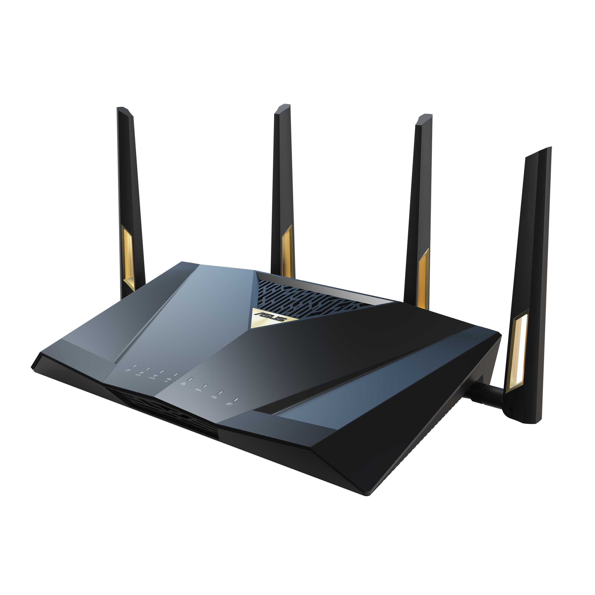 ASUS RT-BE88U - Trådløs ruter 9-porters svitsj - 1GbE, 2.5GbE, Wi-Fi 7 - WAN-porter: 3 Dobbeltbånd