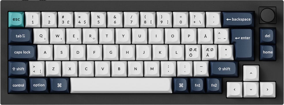 Keychron Q2 MAX - Knob Wireless Tri-Mode QMK/VIA - Gateron Jupiter Red - Gamingtastatur - Uten numpad - Nordisk - Svart