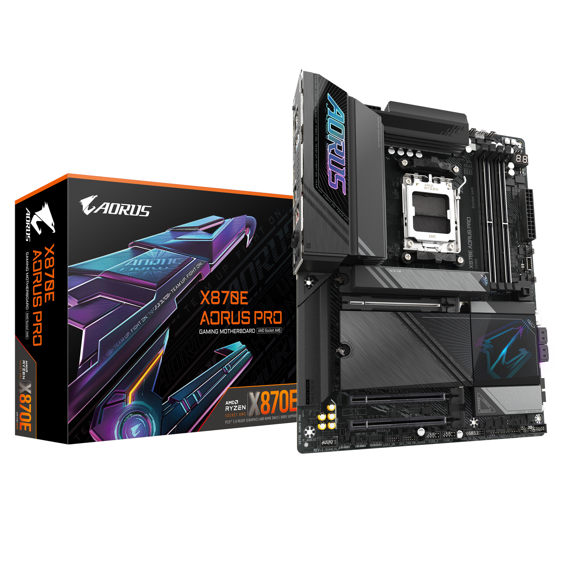 AORUS X870E PRO - Hovedkort - ATX - Socket AM5 - AMD X870E Chipset - USB-C 3.2 Gen 2x2, USB4, USB 3.2 Gen 1, USB 3.2 Gen 2 - 2.5 Gigabit LAN, Bluetooth, Wi-Fi 7 - innbygd grafikk (CPU kreves) - HD-lyd (8-kanalers)