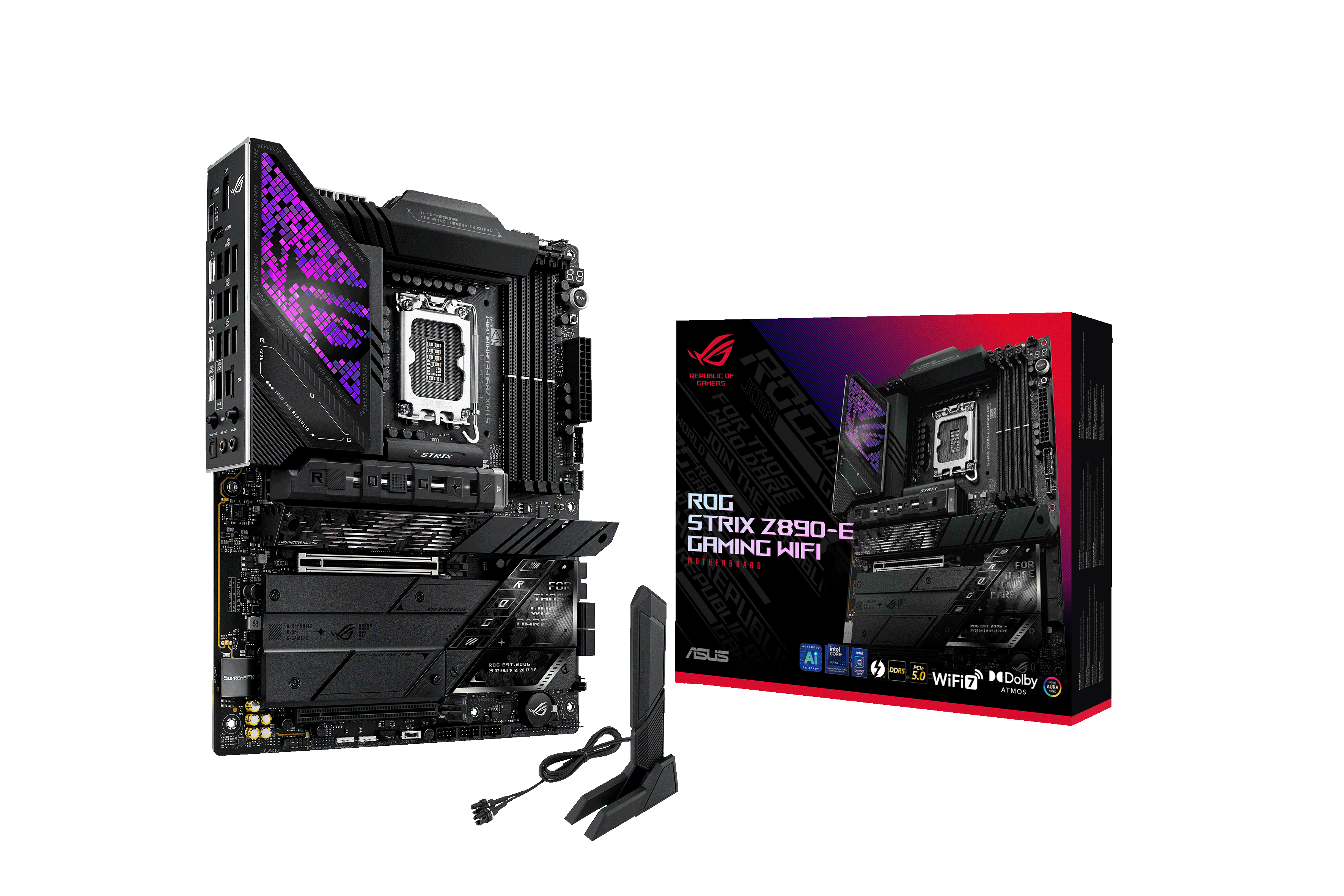 ASUS ROG STRIX Z890-E GAMING WIFI Hovedkort - Intel Z890 - Intel LGA1851 socket - DDR5 RAM - ATX
