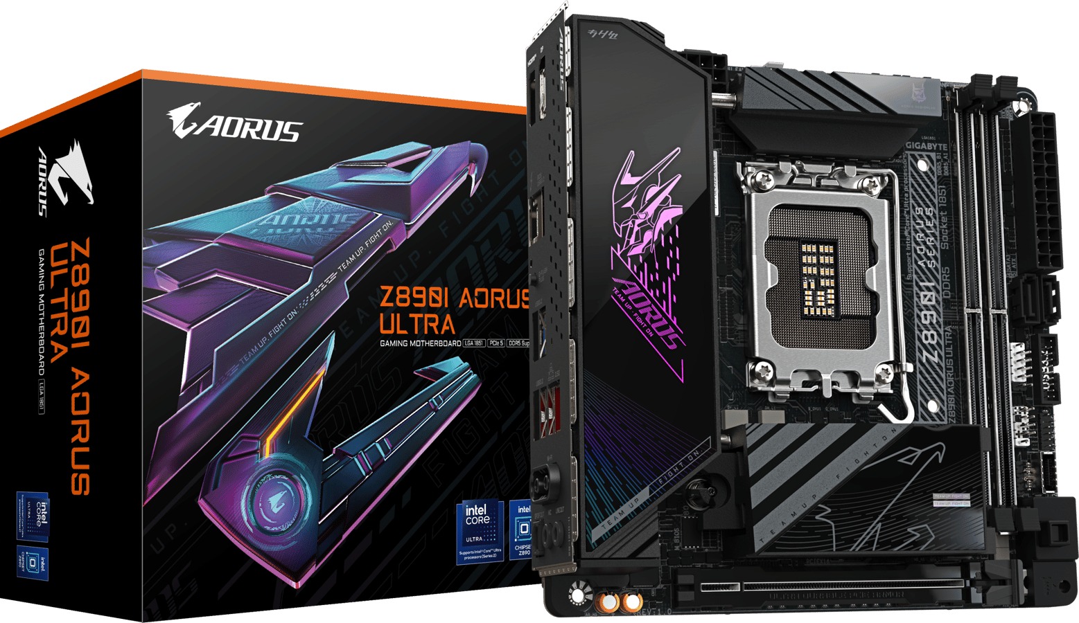 AORUS Z890I ULTRA - Hovedkort - micro ATX - LGA1851-sokkel - Z890 Chipset - USB4, USB-C 3.2 Gen2, USB 3.2 Gen 2, USB 3.2 Gen 1 - 2.5 Gigabit LAN, Wi-Fi 7, Bluetooth - innbygd grafikk (CPU kreves) - HD-lyd (8-kanalers)
